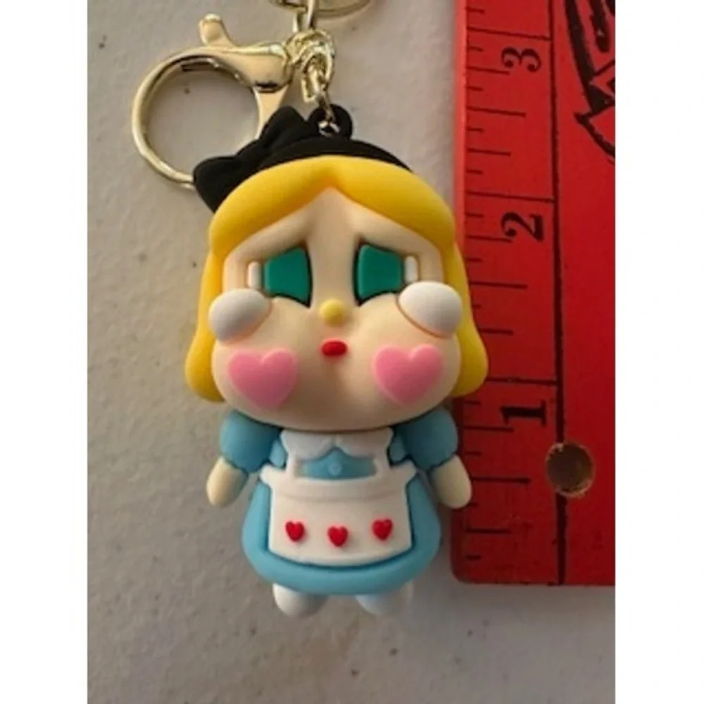 Crybaby Heart Cheek 3D PVC Keychain Wristlet Strap Blue Dress Charm